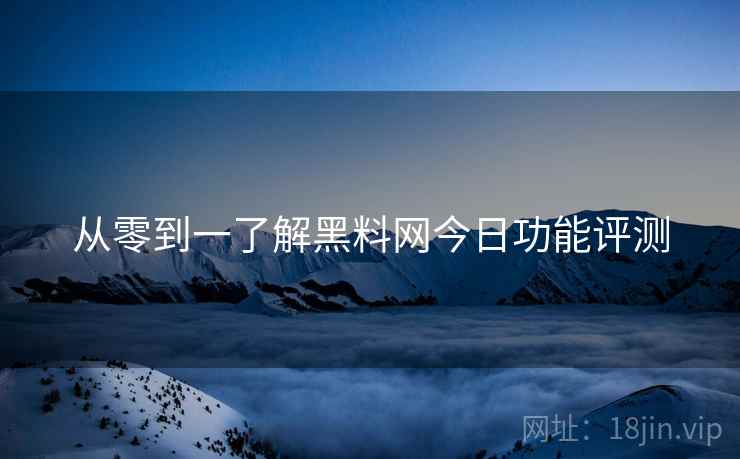 从零到一了解黑料网今日功能评测